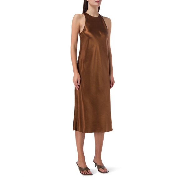 Tibi Heavy Satin Midi Bias Dress in Bronze, size 00 - Picture 12 of 14